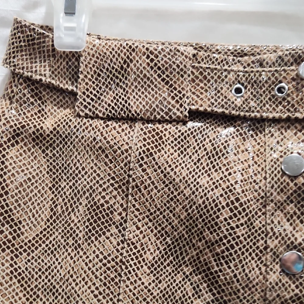 Zara Tan Patterned Mini Skirt Snake Print
